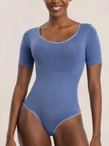 Body Modelador Manga Curta Azul