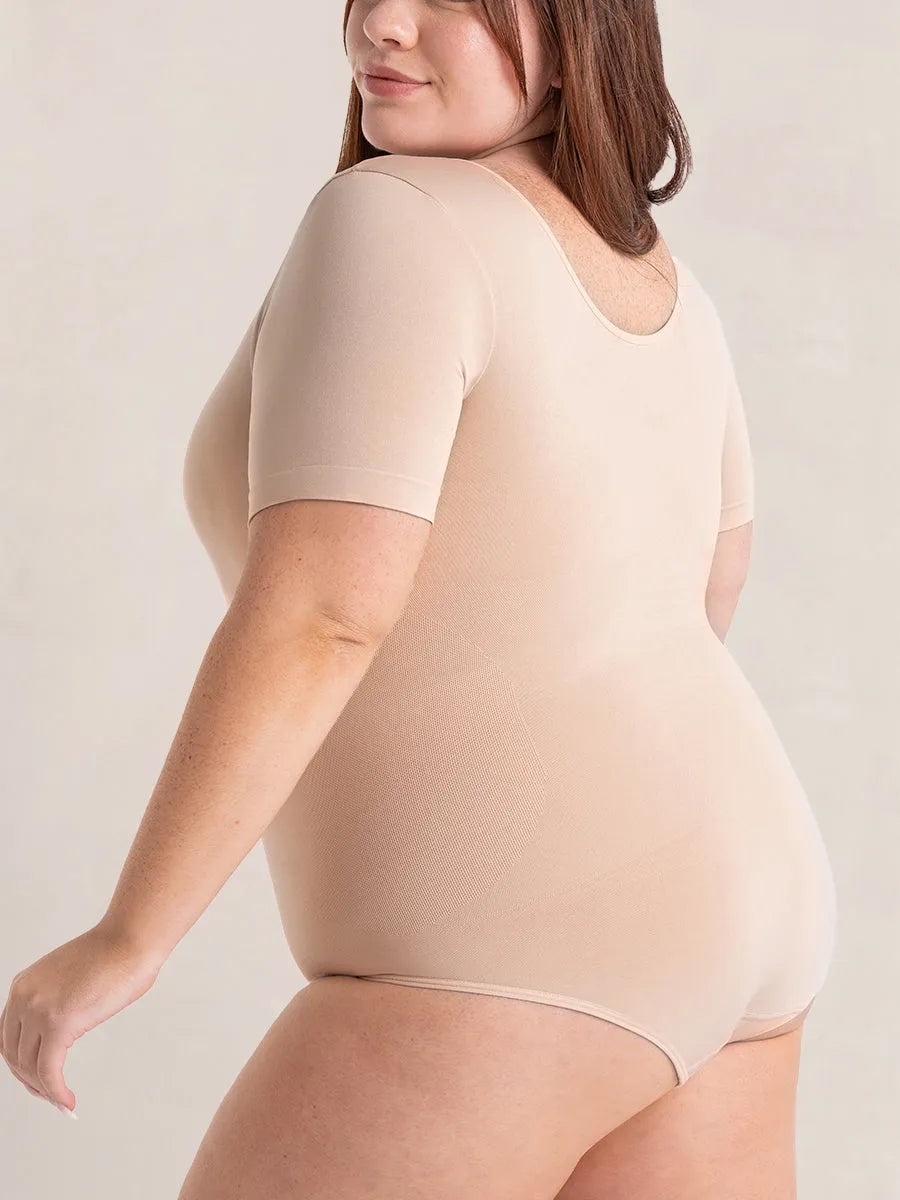 Body Modelador Manga Curta Bege