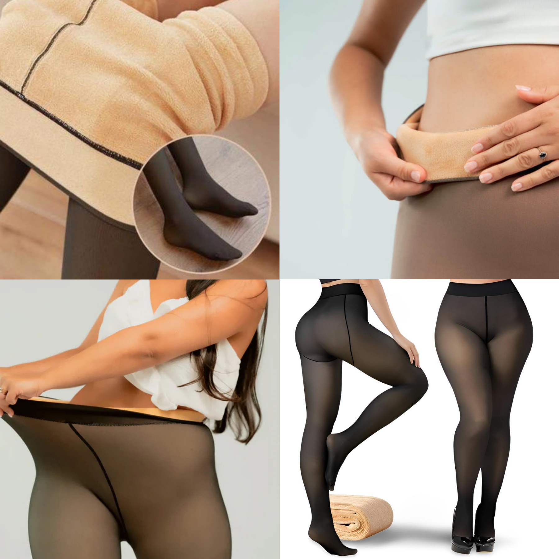 COMPRE 1 LEVE 2 - MEIA-CALÇA PELUCIADA DE LÃ TRANSLÚCIDA